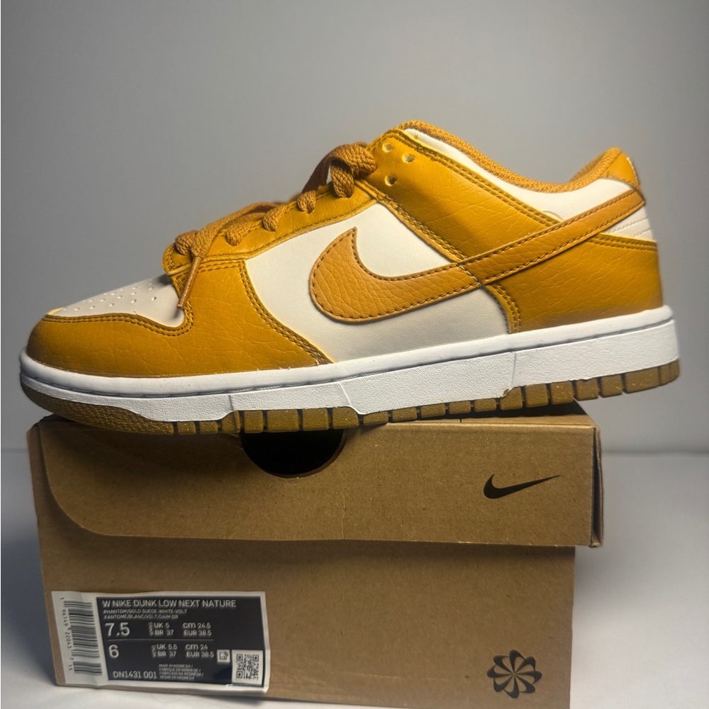 Nike Dunk Low Next Nature Gold Mustard Wm 7.5 yellow white nwb DN1431-001 - Picture 2 of 10